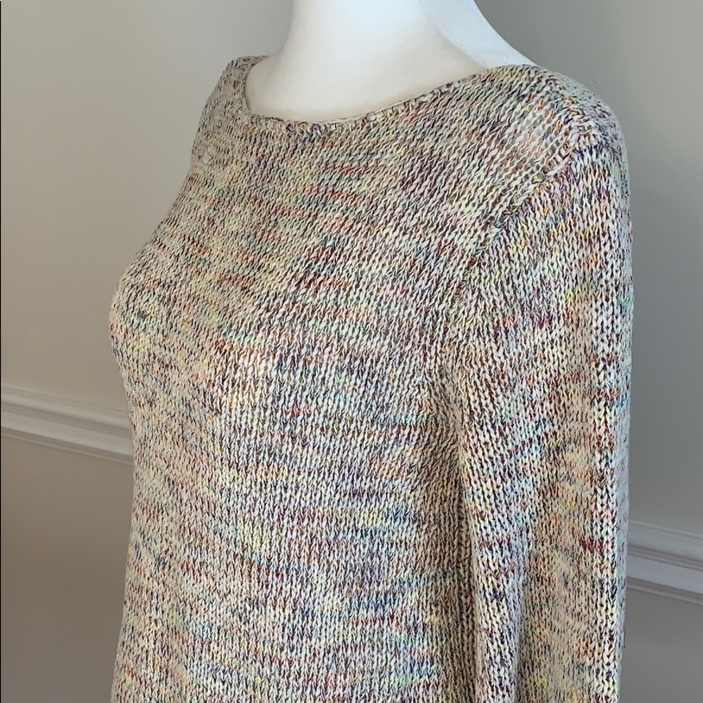 LOFT Lattice Back Multicolor Pullover Sweater M - image 4